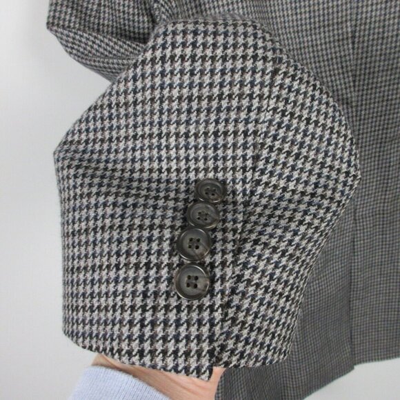 Lauren Ralph Lauren Wool Houndstooth Blazer Men's 100% Wool Office 42 Black 790 - Picture 7 of 10